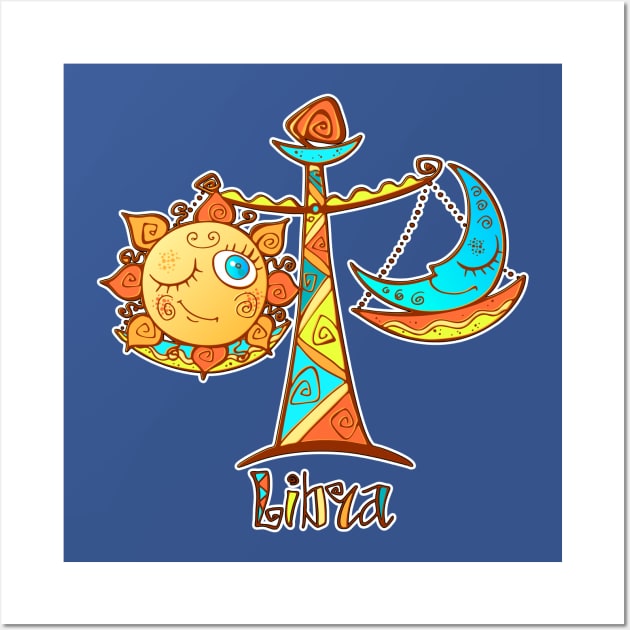 Libra Zodiac Sign Sun Moon Wall Art by letnothingstopyou